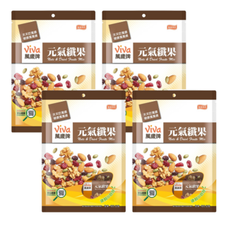 ViVa 萬歲牌 元氣纖果, 嚴選核桃, 南瓜子, 杏仁果搭配蔓越莓果乾及葡萄乾, 小包裝方便攜帶, 120g, 4袋