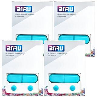 BNRU 3層矽膠降噪耳塞 睡覺專用 附收納盒 藍色, 1入, 4盒