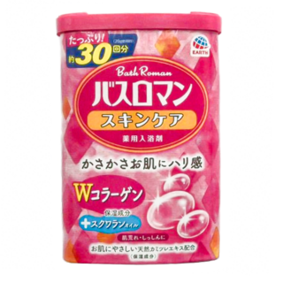Bath Roman 溫泉藥用膠原蛋白保濕入浴劑，約30回分，含W膠原蛋白, 600g, 1罐