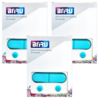 3層矽膠降噪耳塞 防水睡眠專用 附收納盒 藍色, 1入, 3盒