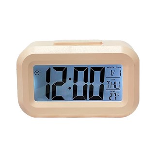 LED 感光懶人電子鬧鐘，超大數字顯示，含時間/日期/溫度顯示, 淡粉色