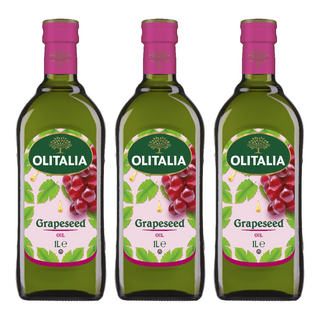 OLITALIA 奧利塔 葡萄籽油, 高含量Omega-6不飽和脂肪酸，富含花青素(OPC)，油品穩定，耐高溫且低油煙, 1L, 3瓶