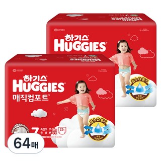 하기스 2024 매직컴포트 팬티형 기저귀 남녀공용, 7단계, 64매