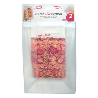 prepara 沛樂生活 食物保鮮密封夾鏈袋 可重複使用 防漏密封 儲物袋 1加侖/3.78公升, 1號袋, 2個, 1組
