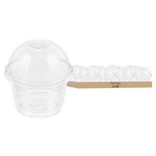 Tamsaa PET透明甜點杯 + 蓋子, 100入, 1組
