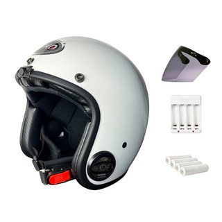 VEKO 第八代 單行藍芽功能 + 隱裝式1080P FHD極廣角行車紀錄安全帽 附電池 + 充電器 + 高規抗UBV鏡片 RVX-C1, 亮白色