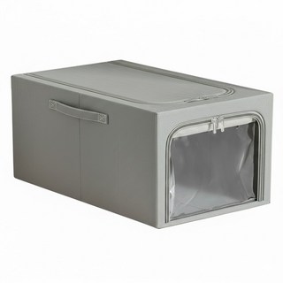 防潮衣物牛仔褲拉鍊收納箱/防潮大容量儲物盒 附把手 49L, 深灰色, 1個