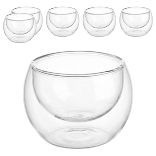 Chikao glass 奇高 耐熱香茗雙層杯 60ml, 透明色, 6個