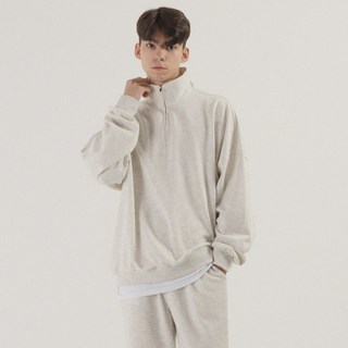 PIANER Essential寬鬆半拉鍊大學T 拉絨