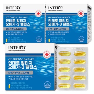 INTERO rTG Omega 3平衡魚油膠囊, 90顆, 3盒