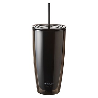 LocknLock 樂扣樂扣 雙層吸管冷飲杯, 黑色, 720ml, 1個