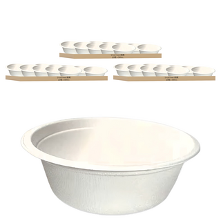 Shoenwei 順崴 植纖免洗紙碗500cc 一次性環保餐具 適用於家庭聚餐、戶外野餐 省時省力, 10個, 3組