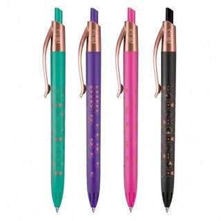MILAN P1 COPPER星鑽原子筆 4色隨身組 1.0mm, 1組, 綠色 + 紫色 + 粉色 + 黑色