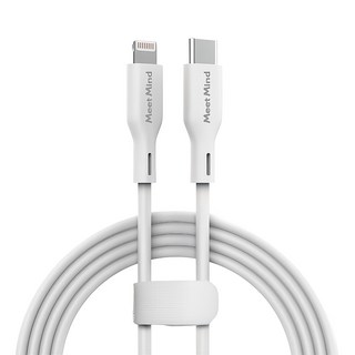 Meet Mind USB-C to Lightning PD 傳輸線 4FT/1.2M 支援18W PD 快充, 白色, 1條
