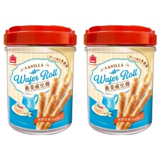 義美 威化捲輕巧桶 香草牛奶, 318g, 2桶
