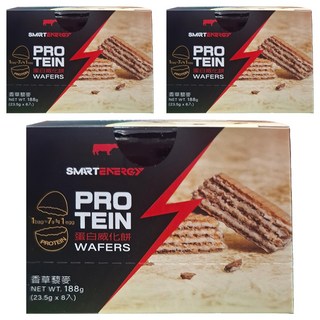 RED COW 紅牛 聰勁蛋白威化餅-香草口味, 30%蛋白質, 188g(23.5g x 8入), 3盒