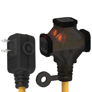 PowerWork 動力工廠 耐熱動力軟線 插座端附有超便利掛環, 9m, 黃色, 1條