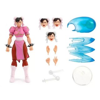 Jada Toys 6吋 限定 快打旋風 春麗 粉紅色服裝 可動人偶 經典格鬥遊戲角色, 1入