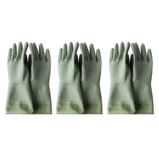 GIBONE 忠於基本 易穿脫橡膠手套, 深綠色, 大(L), 3套