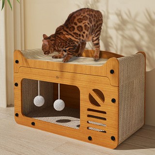 딩동펫 고양이 일체형 숨숨 하우스 스크래쳐, 혼합색상, 1개