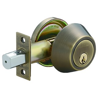 FAULTLESS 加安牌 外轉上鎖式輔助鎖 D281, 鎖門長度60mm 適用門厚32-45mm, 1組