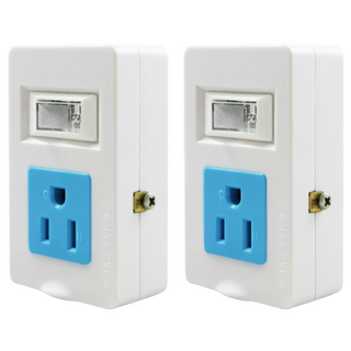 BC博銓 1開關2插座轉接器 15A 125V 過載自動斷電, 8.4cm, 白色 + 藍色, 2個