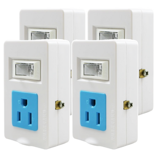 BC博銓 1開關2插座轉接器 15A 125V 過載自動斷電, 8.4cm, 白色 + 藍色, 4個