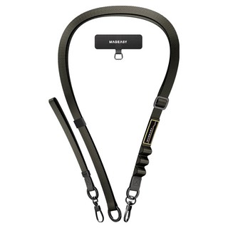 MAGEASY 2-in-1 二合一掛繩 + 掛繩片組 適用於Crossbody Necklace & Wrist 長度 97 cm - 157 cm, 黑色, 1組