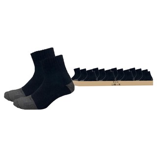 B.V.D. 男款雙效抗菌除臭1/2健康襪12雙 長效抗菌除臭99.9% 3D立體抗菌 吸濕排汗 竹炭紗+抗菌紗 精梳棉, 黑色, 24-26公分