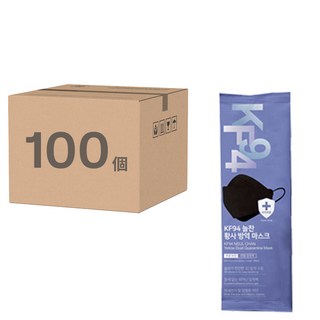 HANSWELL Neulchan 黃沙防疫口罩 大型 KF94, 黑色, 100片, 1箱