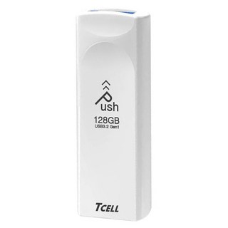 TCELL 冠元科技 USB3.2 Gen1 推推碟 128GB 珍珠白 推式無帽蓋設計 吊飾孔設計, 1個