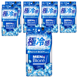 MEN's Biore 男性臉部身體兩用濕巾 超酷涼款 28片, 6包, 278ml