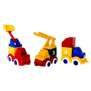 VIKINGTOYS 積木工程車隊組 瑞典品牌安全玩具 防水耐摔, 1組, 20 x 20 x 8cm