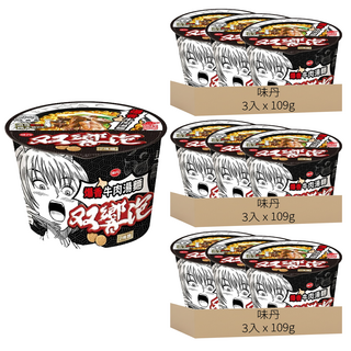 味丹 双響泡 爆香牛肉湯麵 109g, 9入