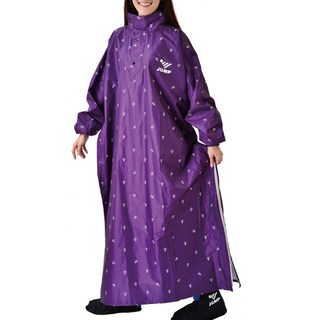 JUMP 將門 側穿升級版套頭風雨衣 雙重防水保護 高係數反光夜光條 隱藏式收納雨帽, 葡萄紫