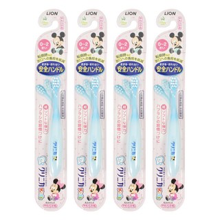 LION 獅王 米奇米妮 彈力嬰幼兒牙刷, 軟毛, 0-2歲適用, 顏色隨機, 1入, 4支
