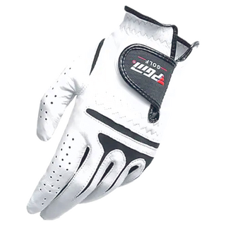 PGM 高爾夫男士羊皮手套 23碼 ST002 左手專用 舒適透氣, 白色 + 黑色, 1個