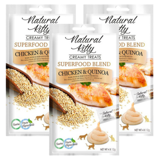 Natural Kitty 自然小貓 超級食物配方 營養肉泥, 雞肉佐藜麥, 48g, 3包