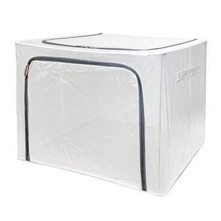 透明防水收納箱 尼龍網紗加粗鋼架 大容量儲物空間 雙邊開口, 透明色, 1個