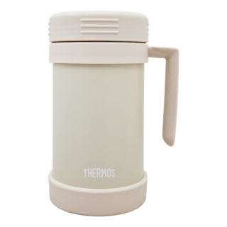 THERMOS 膳魔師 JMF-501-OM 不鏽鋼真空保溫杯 490ml 雙層設計 旋轉上蓋 大口徑, 典雅白, 1個