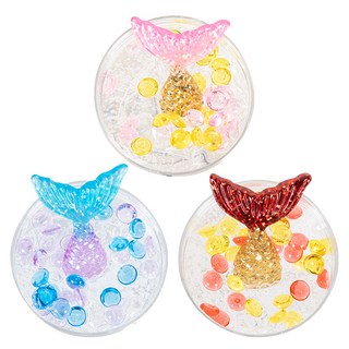 Onbiu海底美人魚史萊姆 3種, 紅金色 + 藍紫色 + 粉紅金