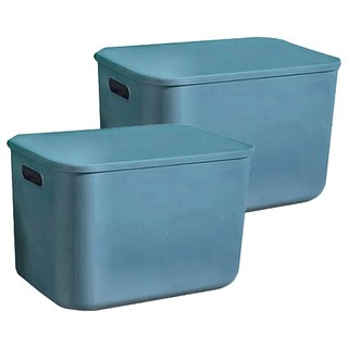 BangJiaShi 幫家適 帶蓋大號收納盒 高款, 靜謐藍, 2個
