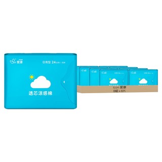 icon 愛康 透芯涼感棉 日用衛生棉 護翼型, 24cm, 8片, 8組
