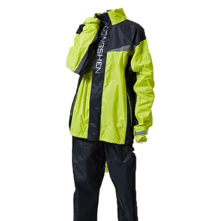 DongShen 東伸 鷹眼兩件式外套雨衣, 高係數反光標, 防滲水, 高領防滲雨帽設計, 3XL 185cm以上, 黃色