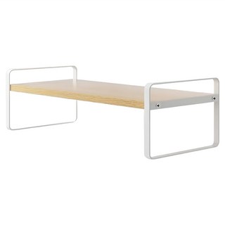 品屋 桌面置物架 廚房收納架 展示架 文具架 化妝架, 白架+ 原木色, 1個