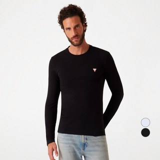 GUESS 男款原創三角Logo圓領長袖T恤 MO3K9001
