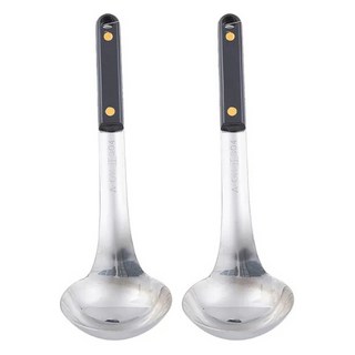 EDISH 電木柄小圓勺 2入組 (23 x 7.5cm) - 304不鏽鋼湯勺、耐熱湯勺, 銀色, 1組