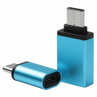 aibo USB 3.1 Type-C 轉接頭組 USB 3.0母 + Micro USB母2件組, 22mm, 藍色, 1組