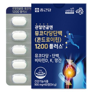 Chong Kun Dang 鍾根堂 Pharm 骨骼黏多醣蛋白軟骨素1200 Plus+保健錠, 60顆, 1個
