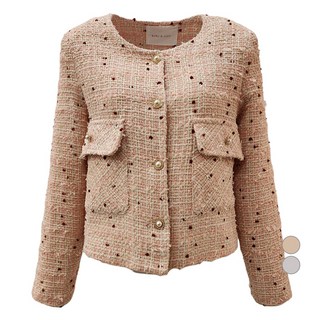 BURU N JUDY 女款 G 亮澤口袋粗花呢夾克 OQCJK502B